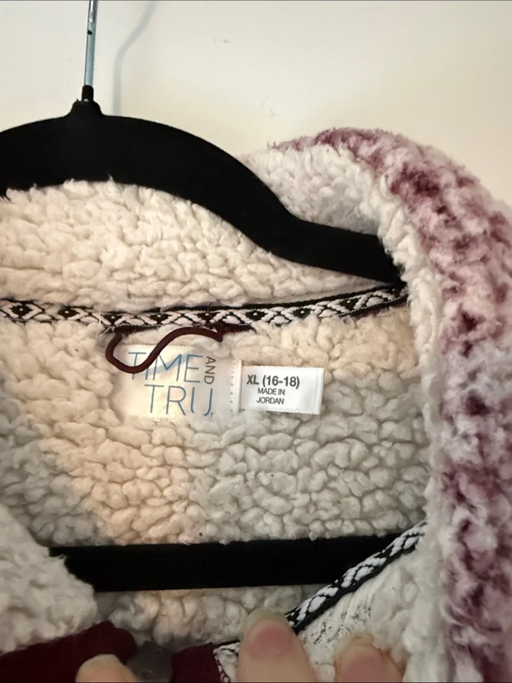 Time and Tru Plush Half-Zip Sherpa Jacket - Light Mauve Pink